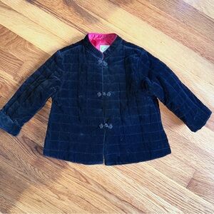 Talbots Girls Black Velvet Overcoat Asian Inspired 18 months